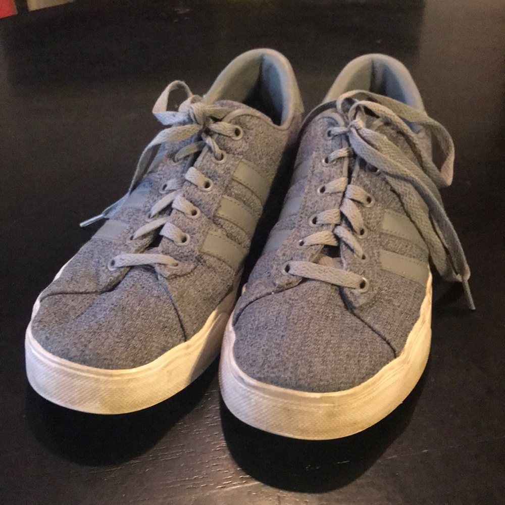 Mens 8 Gray Canvas Adidas Ortholite Lace Up Shoes